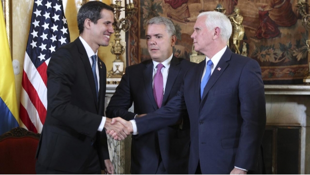 Resultado de imagen para FOTOS de Mike Pence con Guaido y presidente Duque